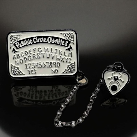 2/$38 Psychic Oddities Ouija Board Occult Pin Mystic Goth Emo Spiderweb Spider - Picture 1 of 8